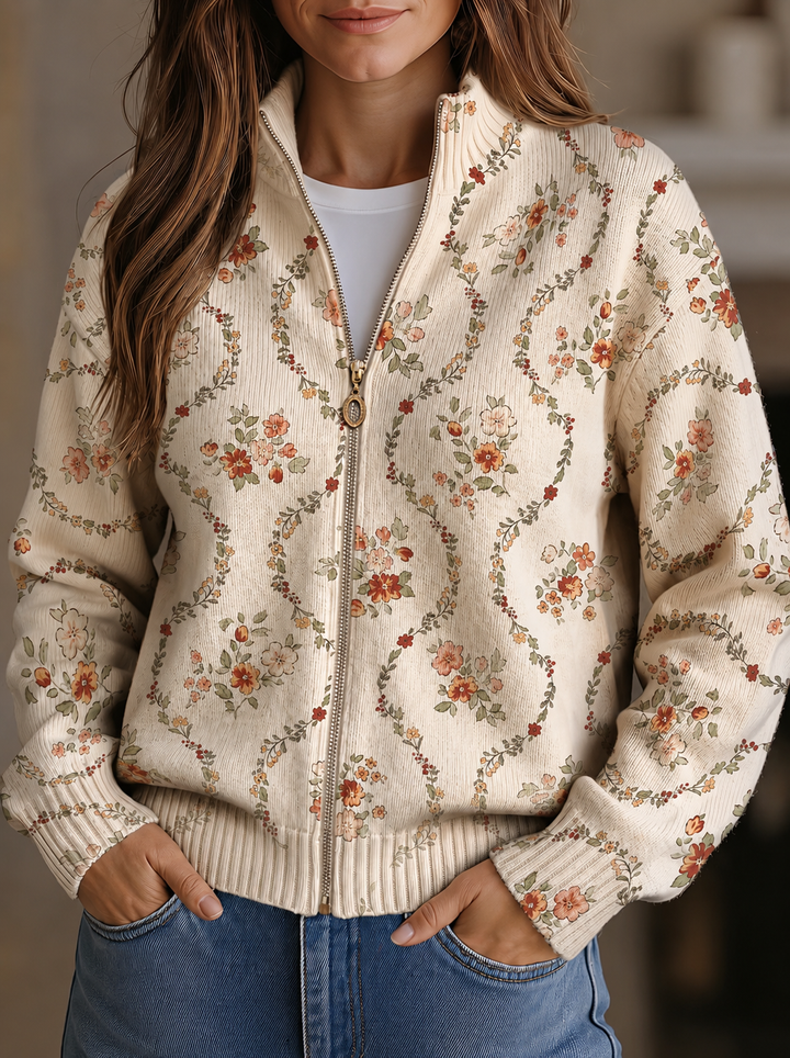 Persephone | Delicate Floral Vine Cream Print