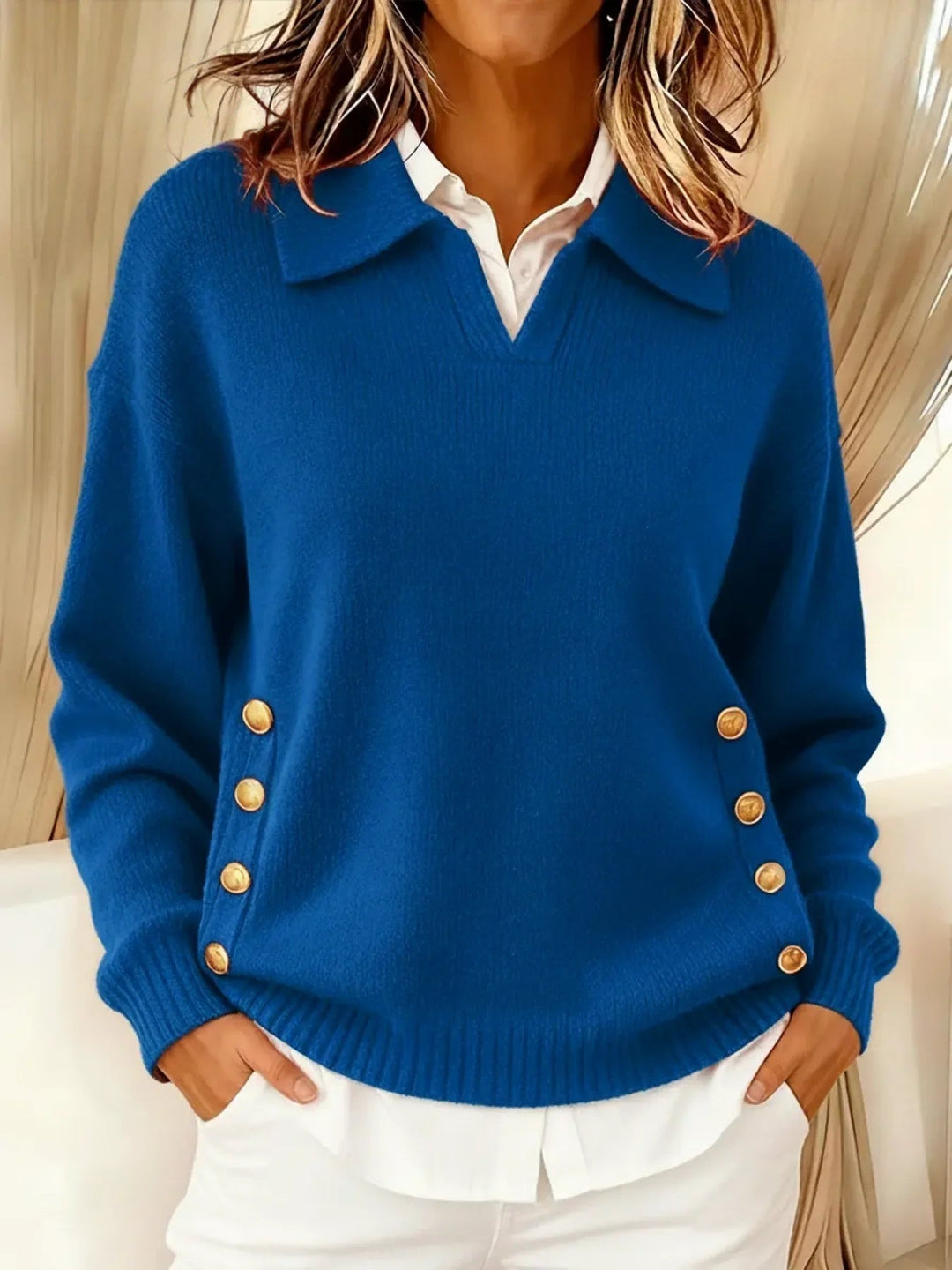 Vynette | V-Neck Sweater with Collar