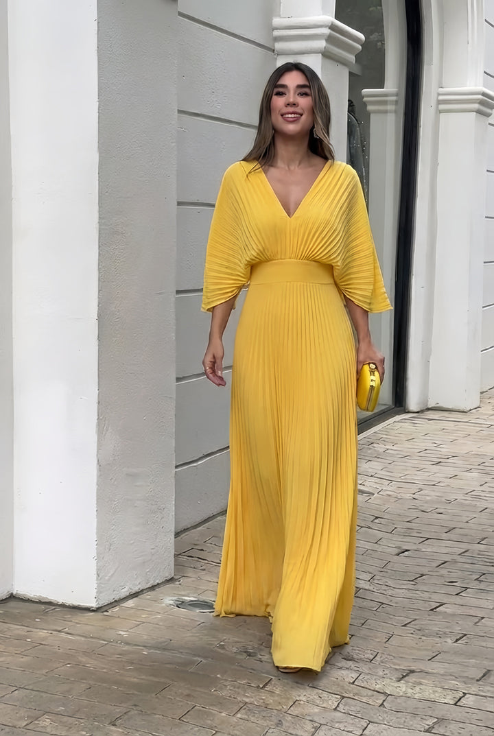 Stephanie Elegant Pleated Maxi Dress