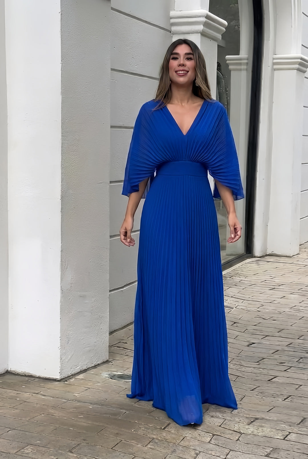 Stephanie Elegant Pleated Maxi Dress