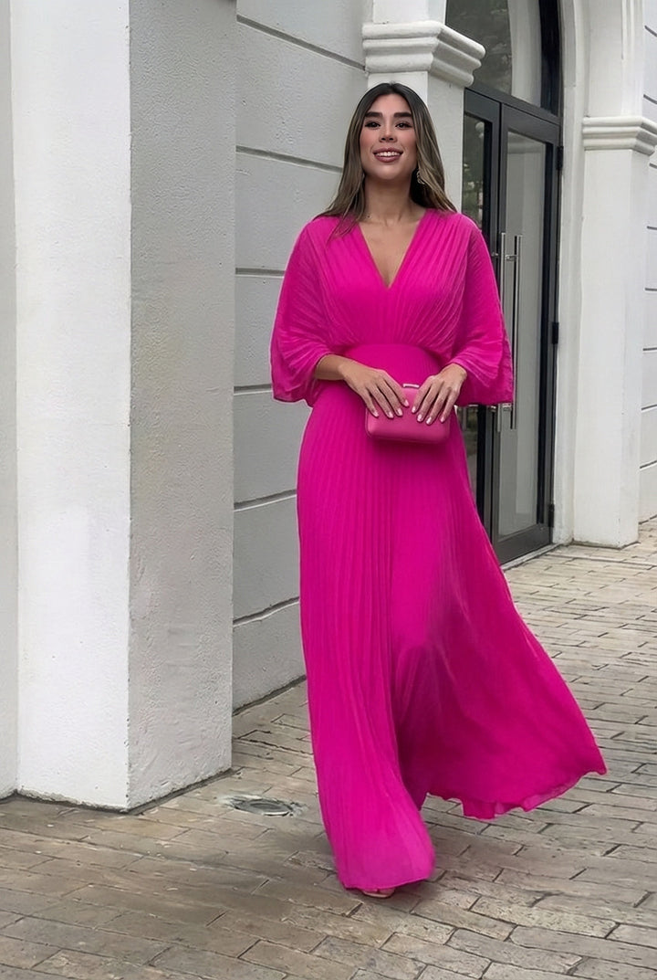 Stephanie Elegant Pleated Maxi Dress