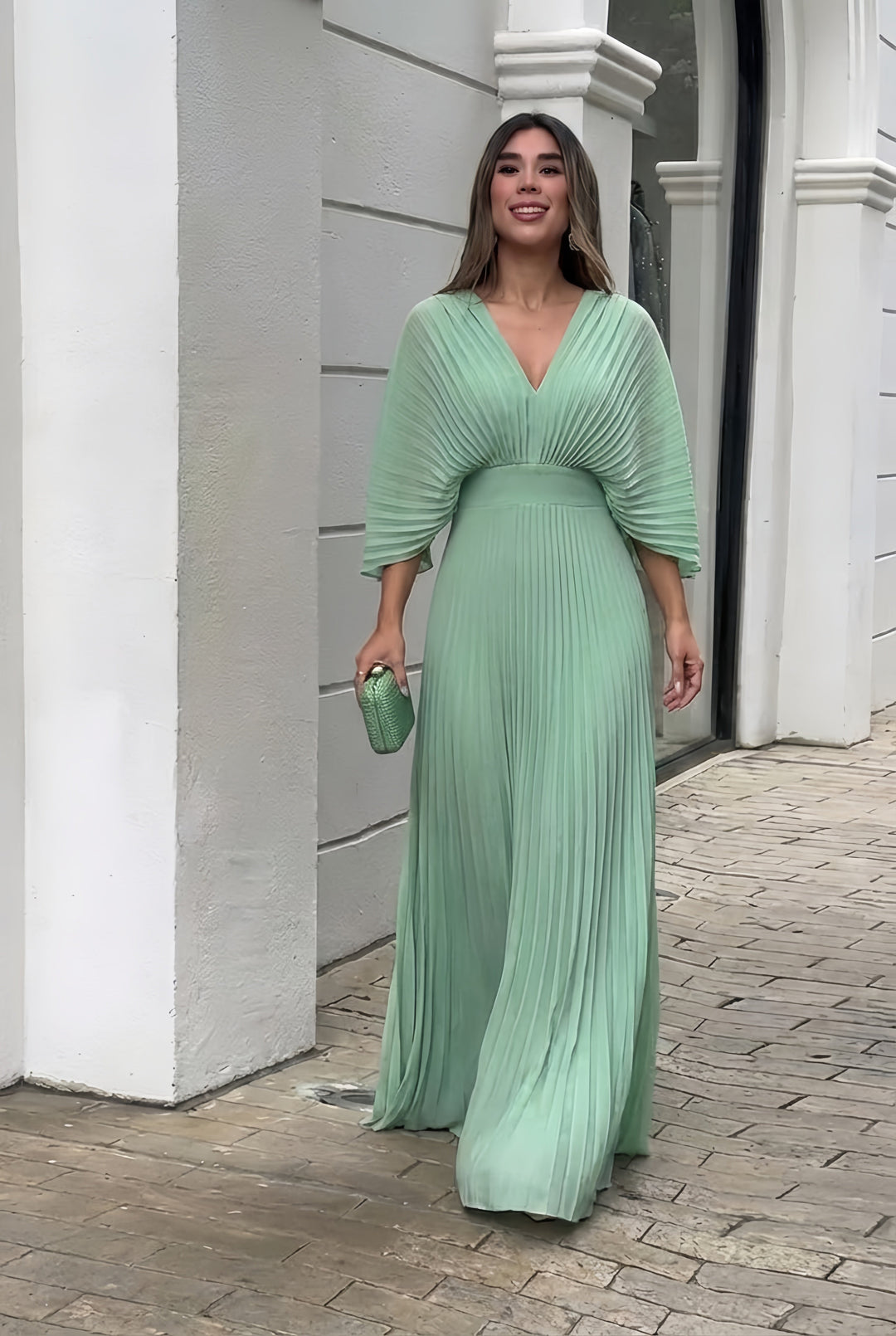 Stephanie Elegant Pleated Maxi Dress