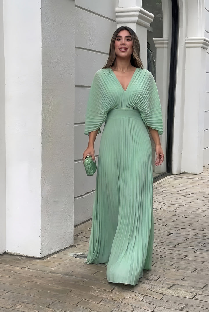Stephanie Elegant Pleated Maxi Dress