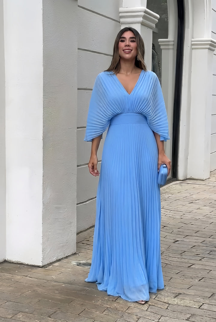 Stephanie Elegant Pleated Maxi Dress