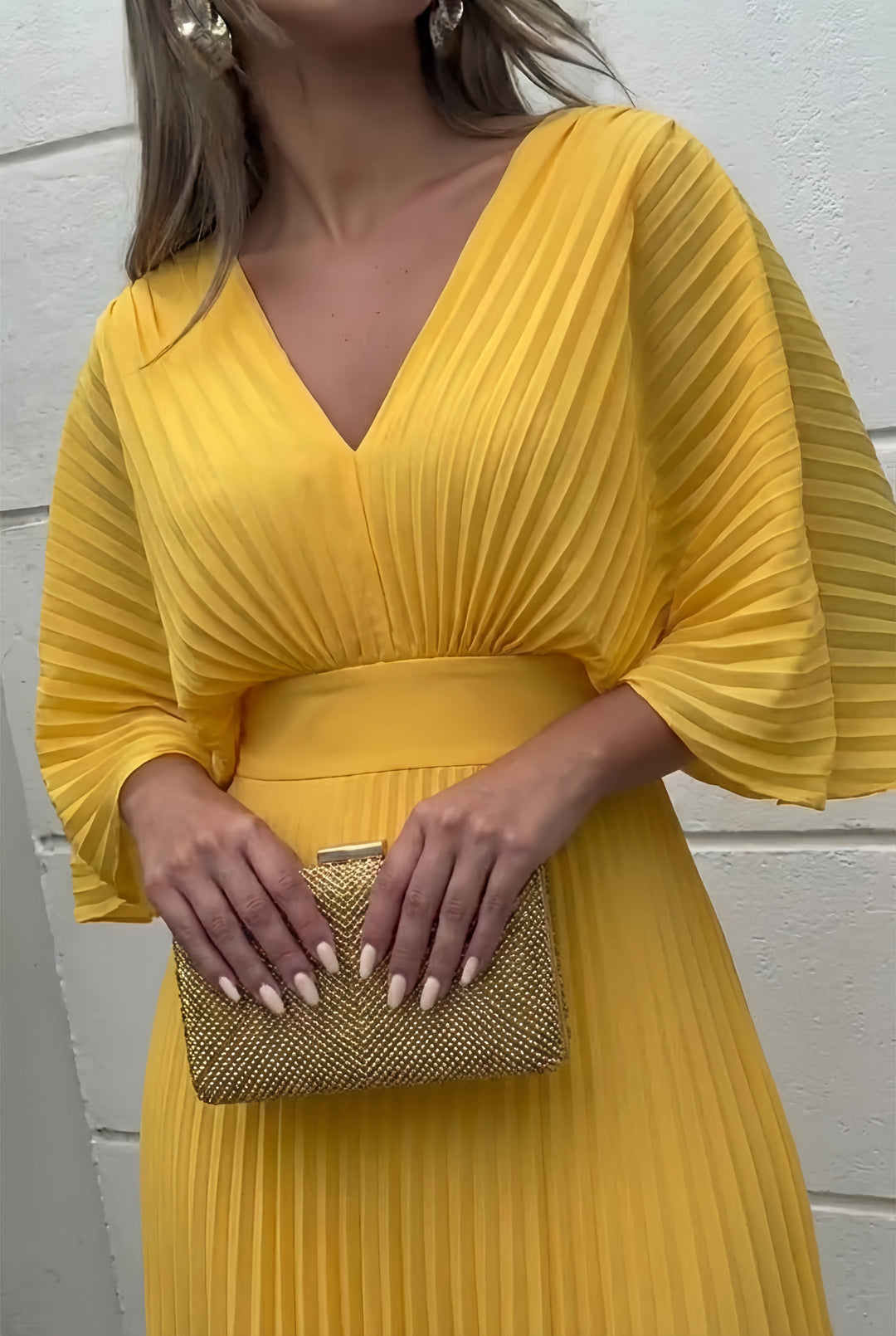 Stephanie Elegant Pleated Maxi Dress
