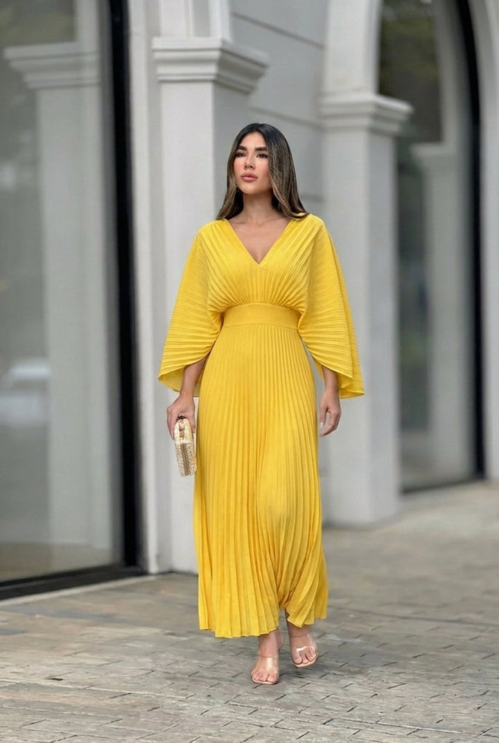 Stephanie Elegant Pleated Maxi Dress