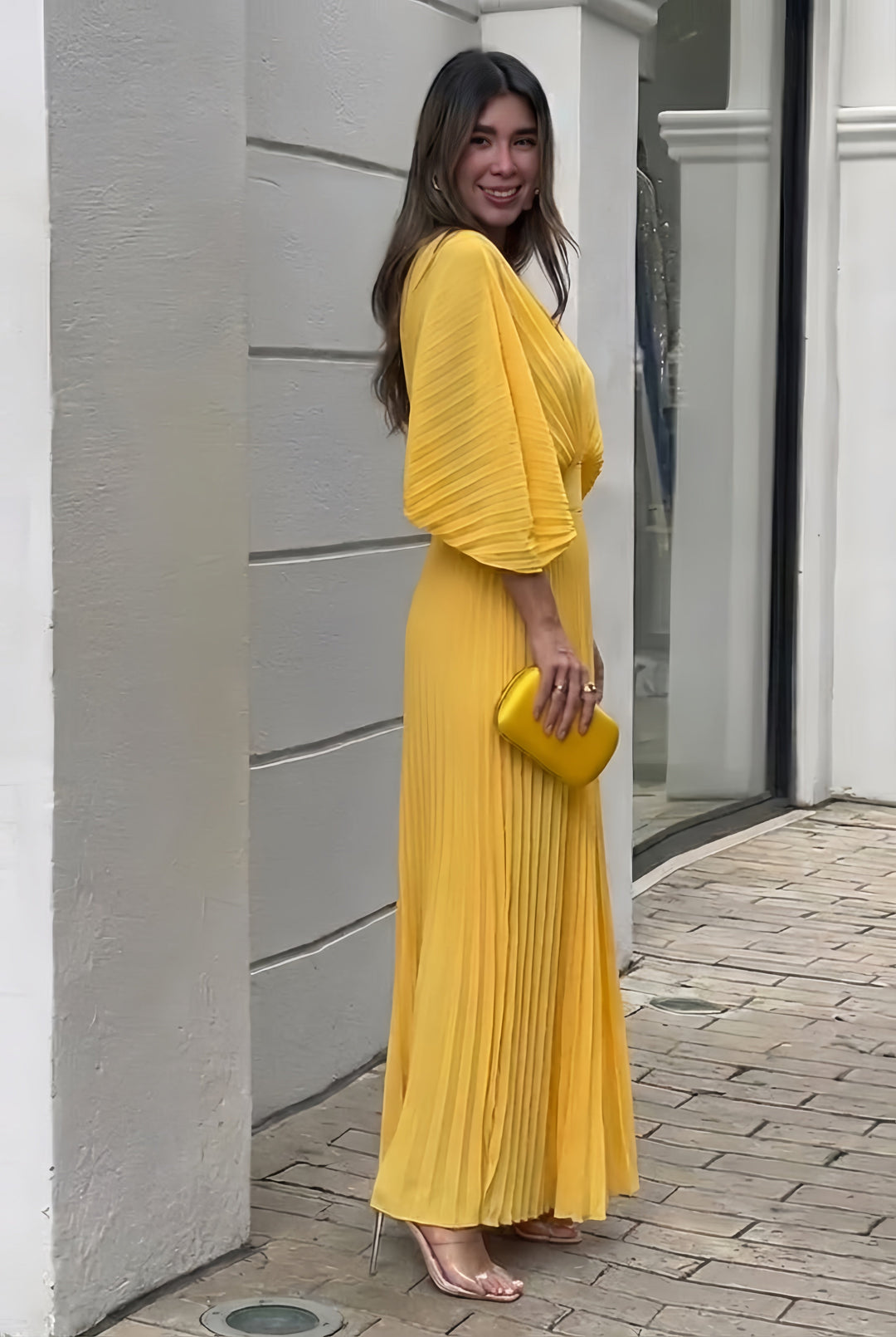 Stephanie Elegant Pleated Maxi Dress