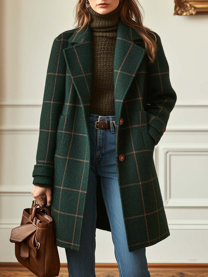 Kayla Retro Plaid Tweed Coat