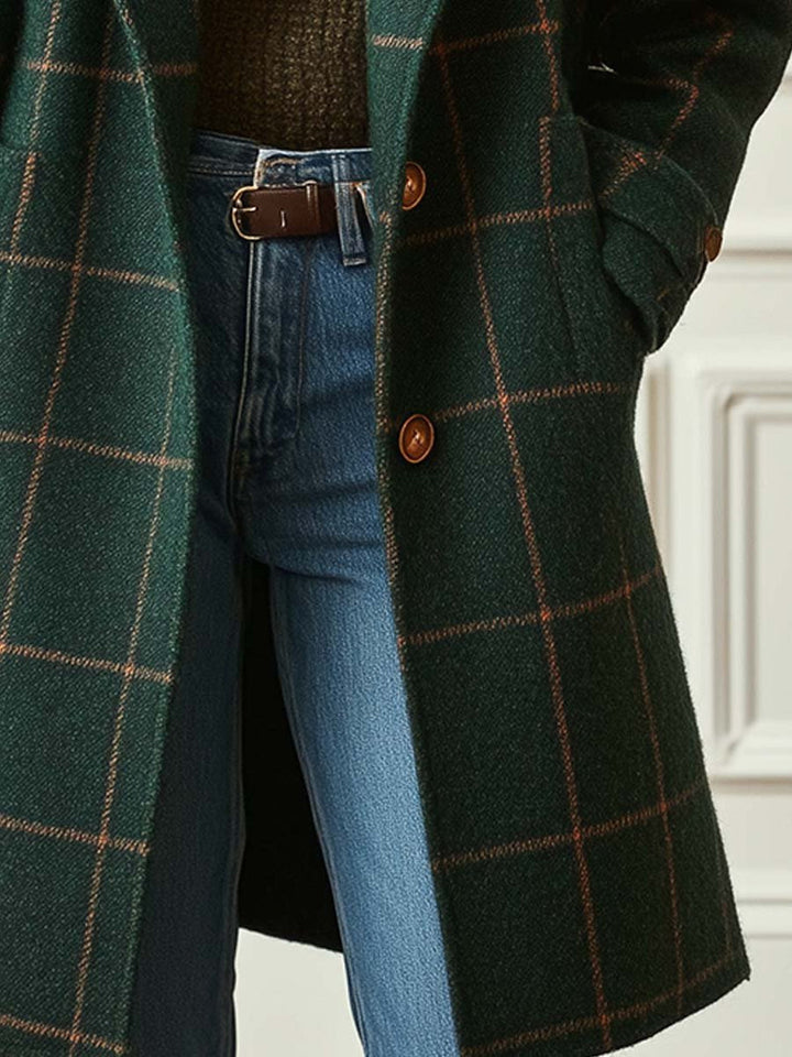 Kayla Retro Plaid Tweed Coat