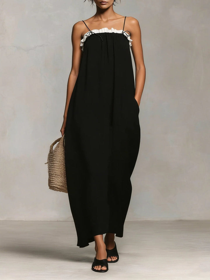 Mirelle | Maxi Dress with Color Blocks and Spaghetti Straps