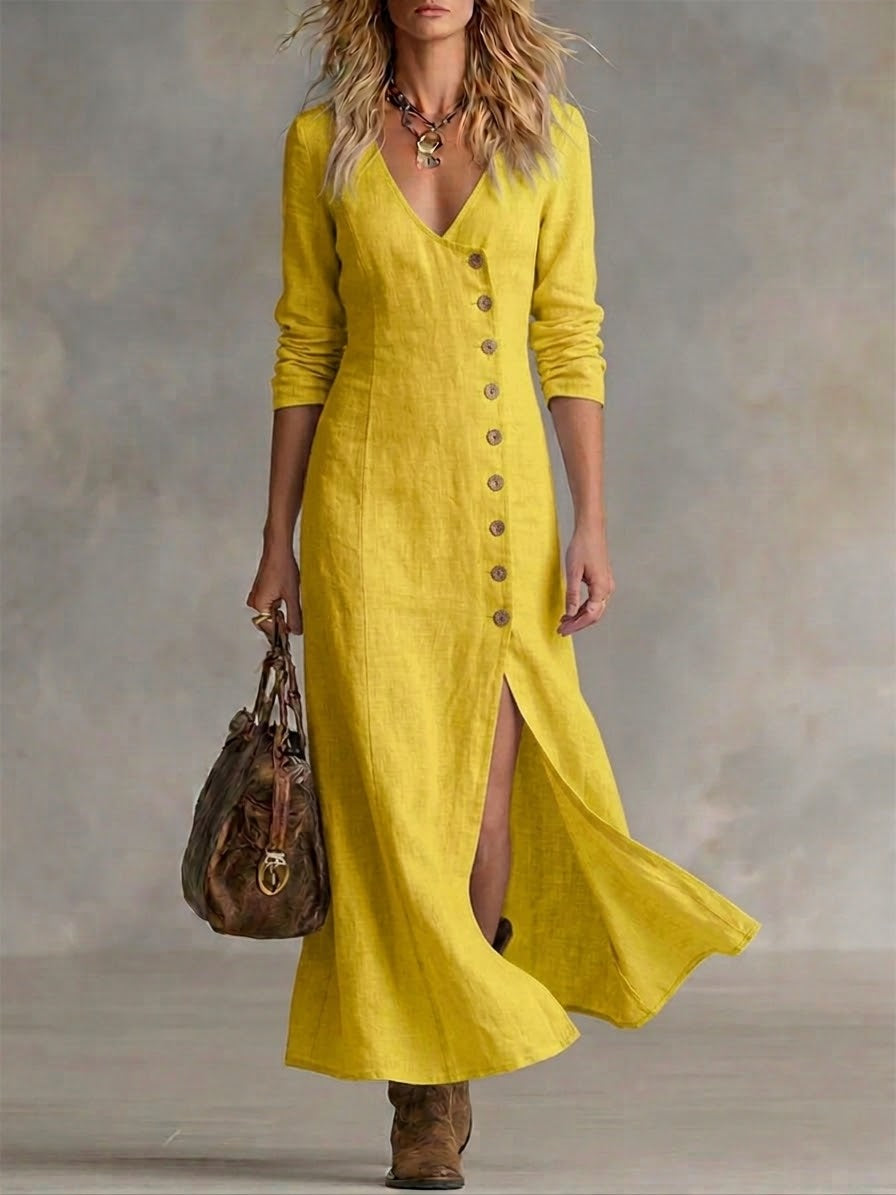 Doris Button-Front Maxi Dress