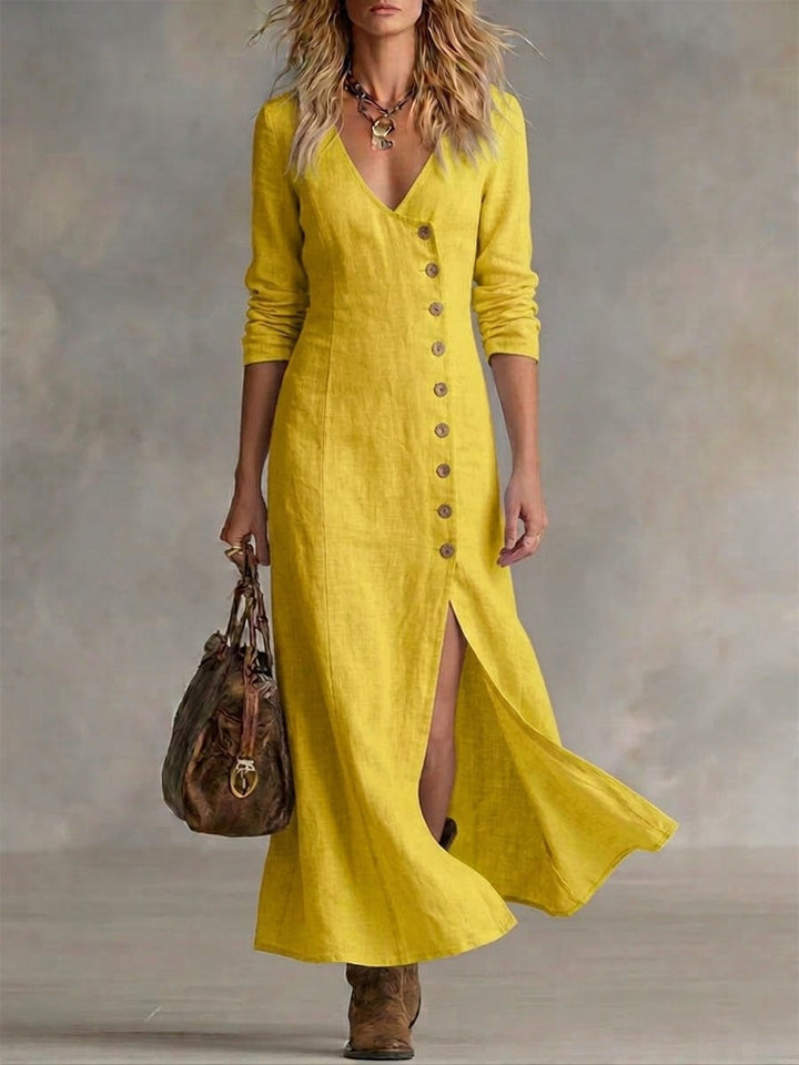 Doris Button-Front Maxi Dress