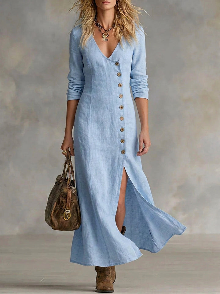 Doris Button-Front Maxi Dress