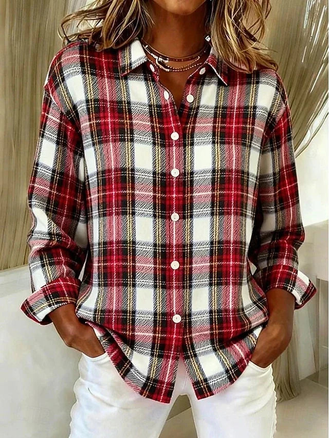 Dulcie | Vintage Plaid Button Front Blouse