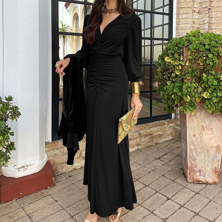 Greta V-Neck Ruffled Dress