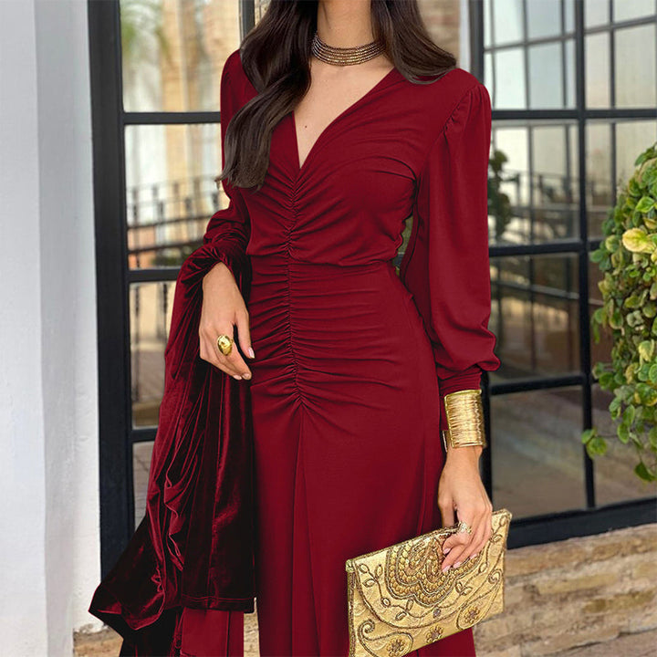 Greta V-Neck Ruffled Dress