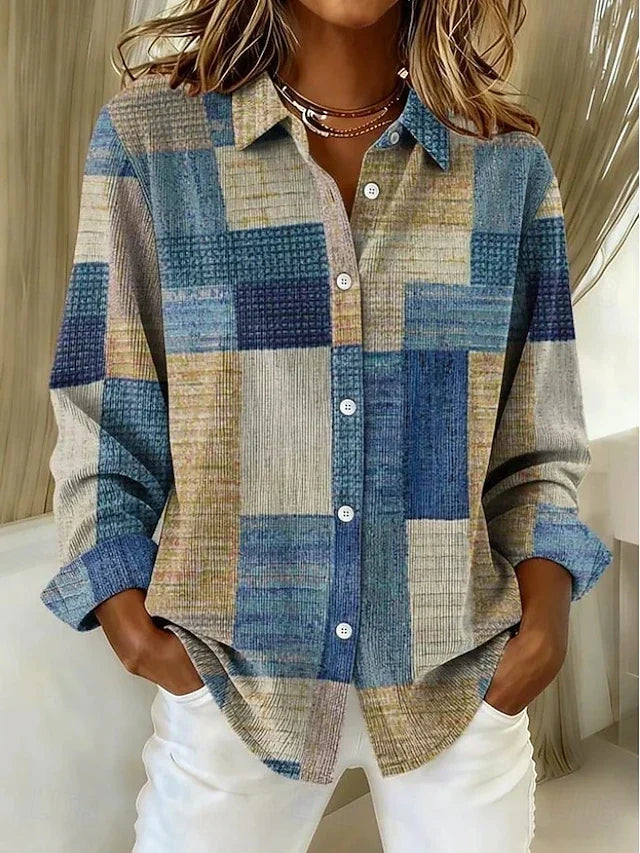 Merritt | Vintage Patchwork Button Front Blouse