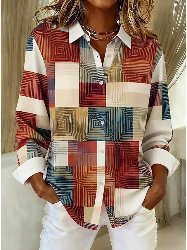 Merritt | Vintage Patchwork Button Front Blouse