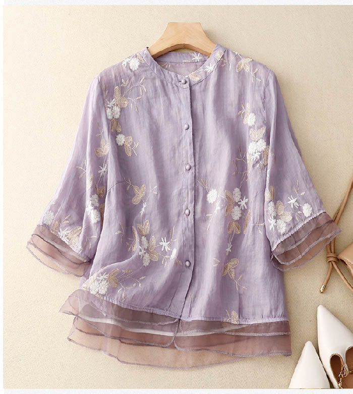 Kourtney | Chic Blouse with Floral Accents