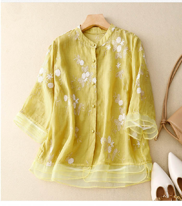Kourtney | Chic Blouse with Floral Accents