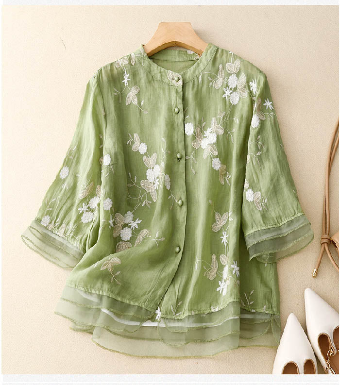 Kourtney | Chic Blouse with Floral Accents